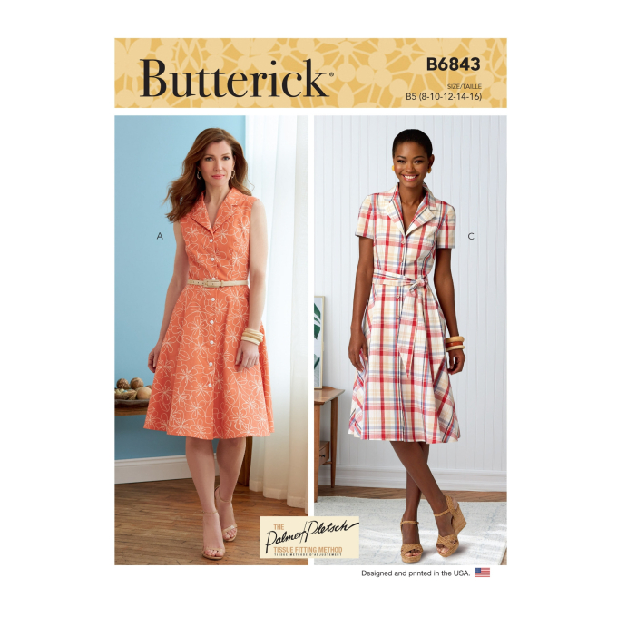 Patron Butterick 6843 robe de styliste femme, taille 34-42, en français