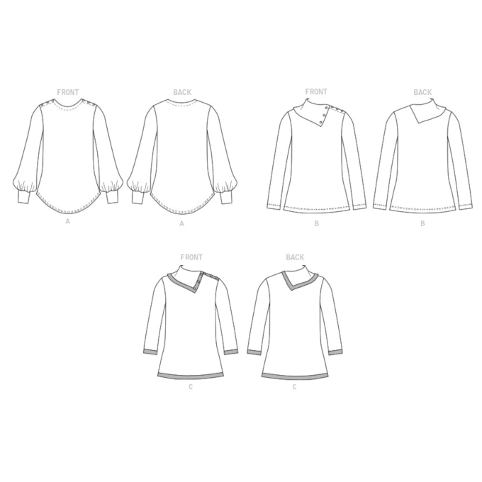 Naaipatroon Butterick 6857 pullover, maat 32-48, Dui/En/Fr