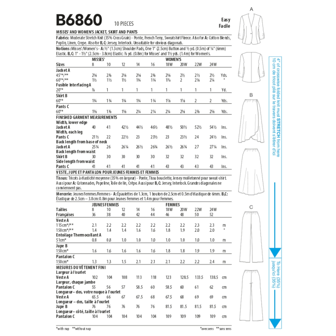 Naaipatroon Butterick 6860 combinatie, maat 34-42, Dui/En/Fr