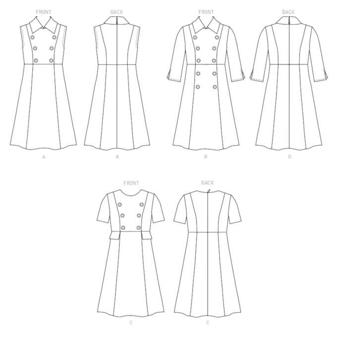Pattern Butterick 6728, dress, size 40-48, En/Ger/Fr