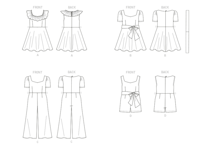 Patron Butterick 6888 combinaison / robe / combinaison courte fille, taille 128- 158, en français