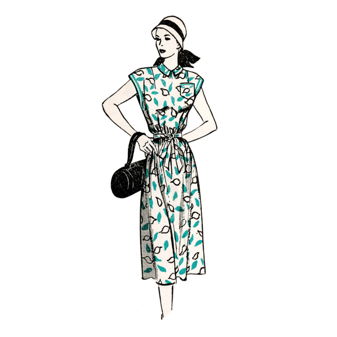 Patron Butterick 6889 robe rétro femme, taille 42-50, en français