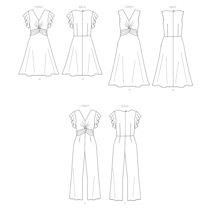 Naaipatroon Butterick 6893 jurk en jumpsuit, maat 42-50, Dui/En/Fr