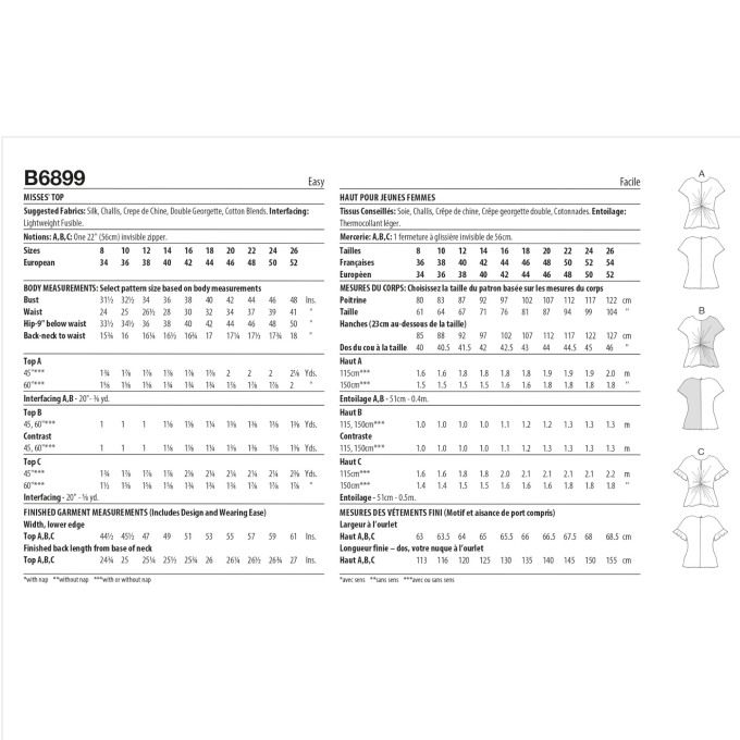 Naaipatroon Butterick 6899 shirt, maat 34-42, Dui/En/Fr
