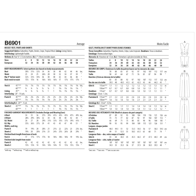 Naaipatroon Butterick 6901 combinatie, maat 42-50, Dui/En/Fr