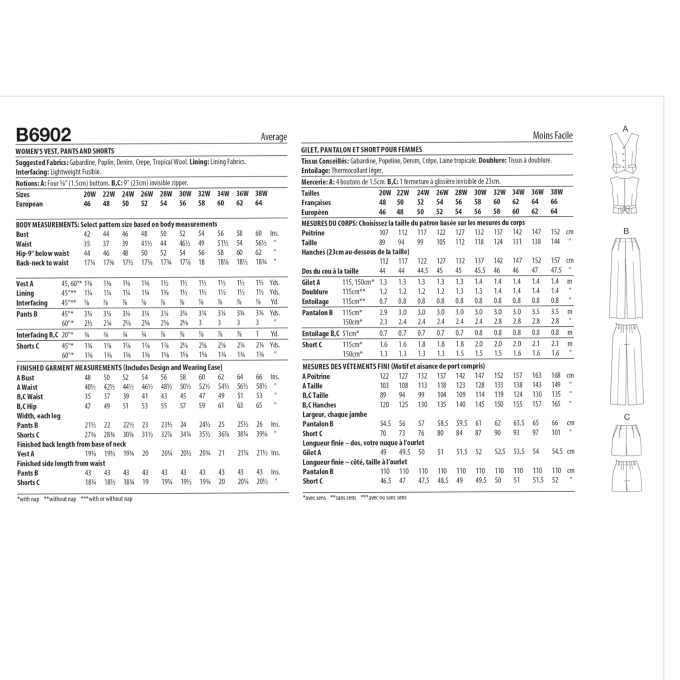Naaipatroon Butterick 6902 combinatie, maat 46-54, Dui/En/Fr