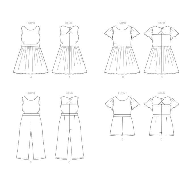 Patron Butterick 6908 combinaison robe enfants, taille 127-155 cm, en français
