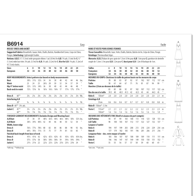 Patron Butterick 6914 robe rétro femme, taille 32-40, en français