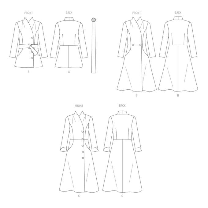 Patron Butterick 6917 manteau femme, taille 40-48, en français
