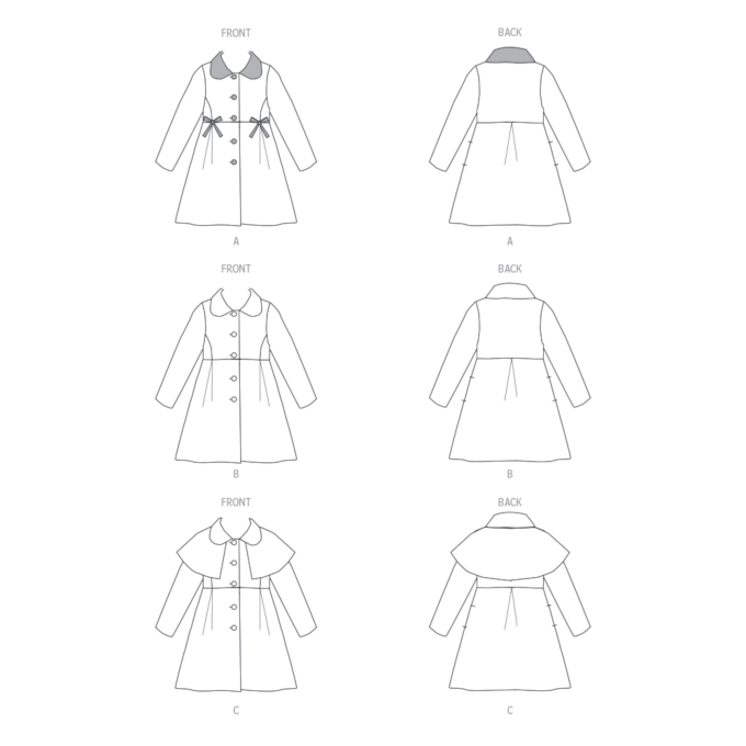 Patron Butterick 6921 manteau enfant, taille 119-132 cm, en français