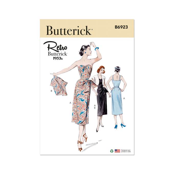 Patron Butterick 6923 robe rétro femme, taille 34-42, en français