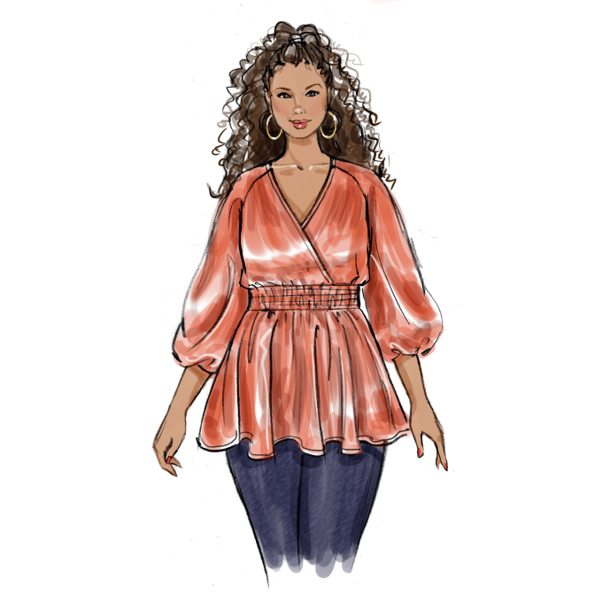 Naaipatroon Butterick 6931 blouse, maat 46-54, Dui/En/Fr