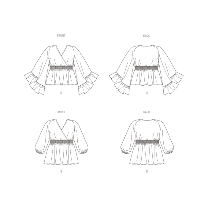 Naaipatroon Butterick 6931 blouse, maat 56-64, Dui/En/Fr