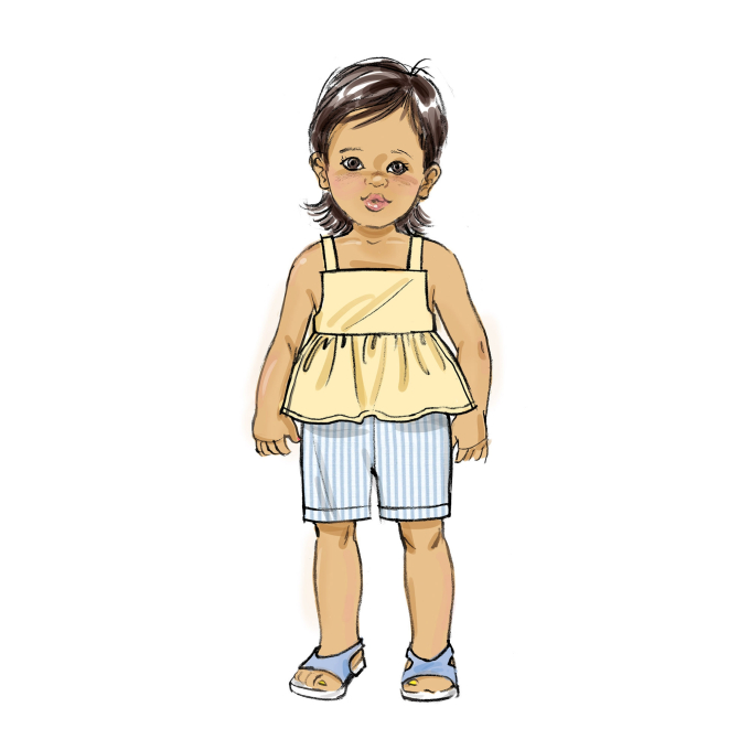 Patron Butterick 6936 ensemble tenue enfants, taille 1/2 - 4 ans, en français
