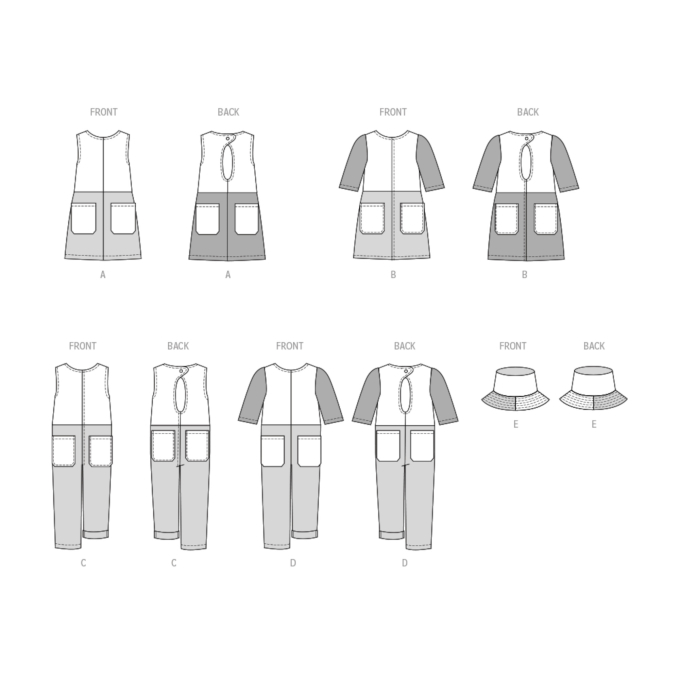 Patron Butterick 6937 combinaison robe enfants, taille 3-6 ans, en français