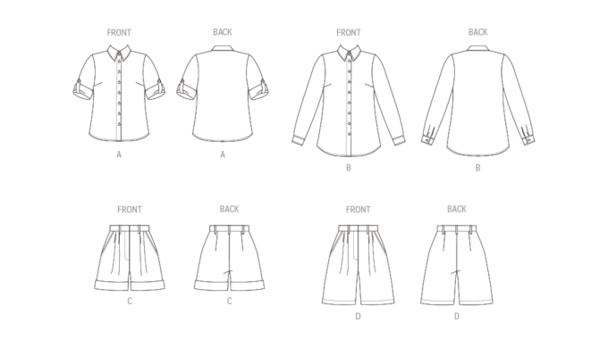Naaipatroon Butterick 6946 blouse en shorts, maat 38-46, Dui/En/Fr