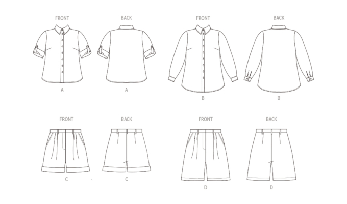 Naaipatroon Butterick 6946 blouse en shorts, maat 46-54, Dui/En/Fr