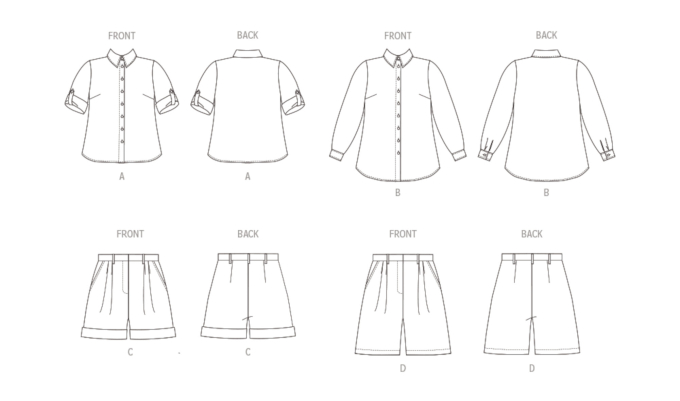 Naaipatroon Butterick 6946 blouse en shorts, maat 56-64, Dui/En/Fr