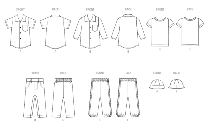 Patron Butterick 6950 ensemble bébé, taille 0,5-4 ans, en français