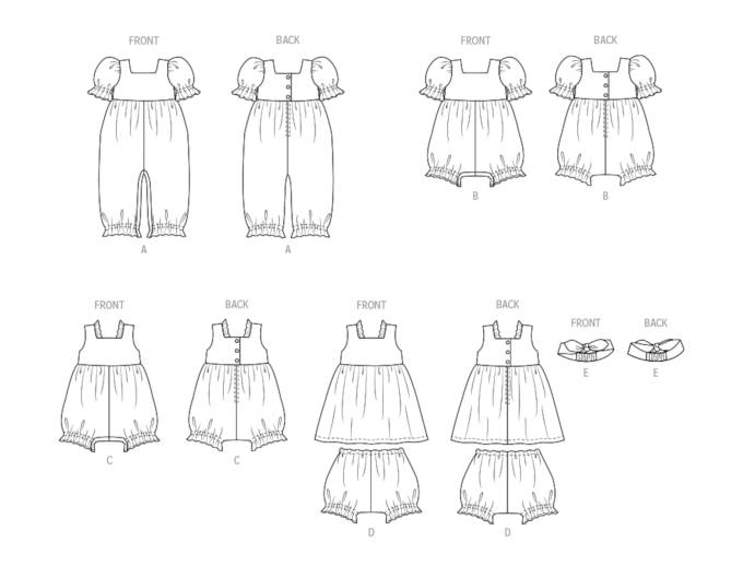 Patron Butterick 6950 ensemble bébé, taille 1-18M, en français