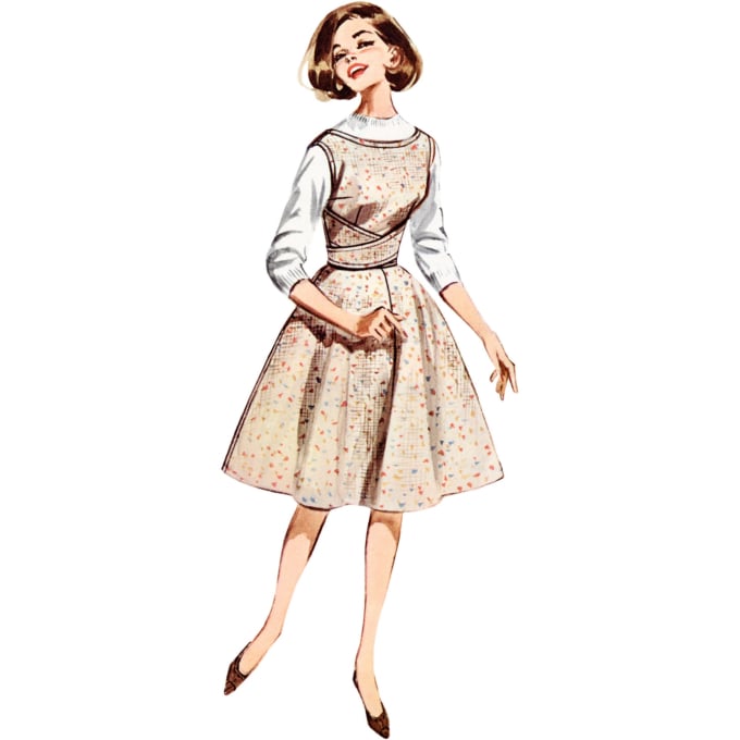 Patron Butterick 6955 robe vintage femme, taille  34-42, en français