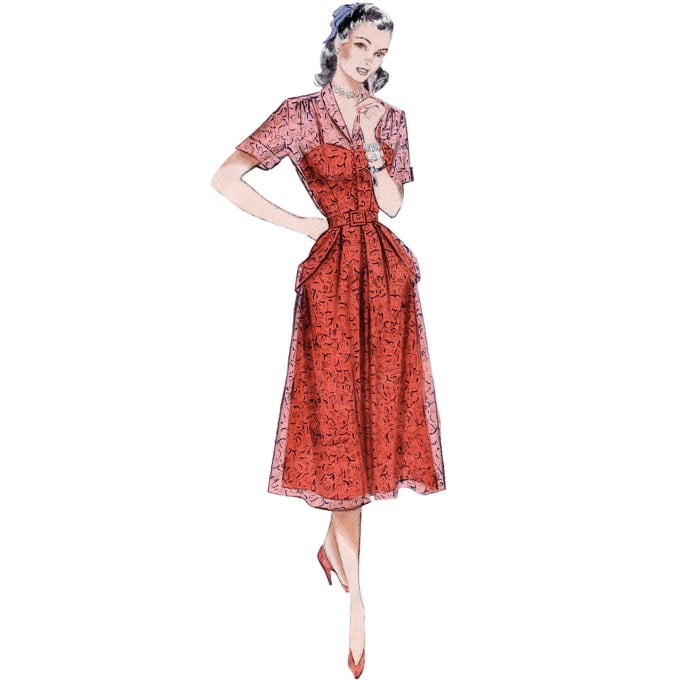 Patron Butterick 6956 robe vintage femme, taille 34-42, en français