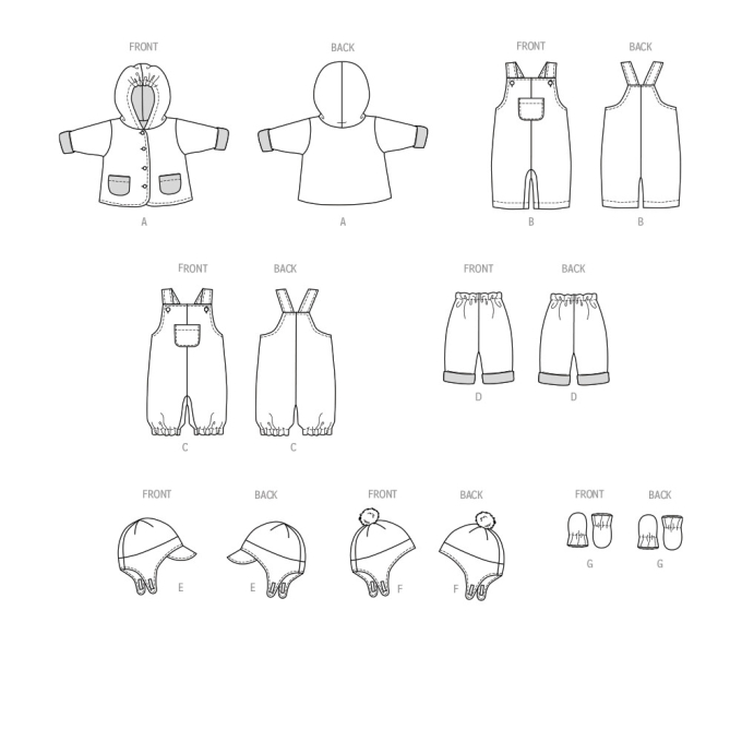 Patron Butterick 6969 combinaison bébé, taille XS-L, en français