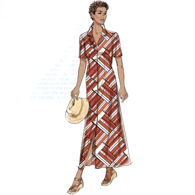 Patron Butterick 6974 robe chemise femme, version papier, taille 34-42, en français