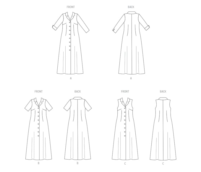 Patron Butterick 6974 robe chemise femme, version papier, taille 42-50, en français