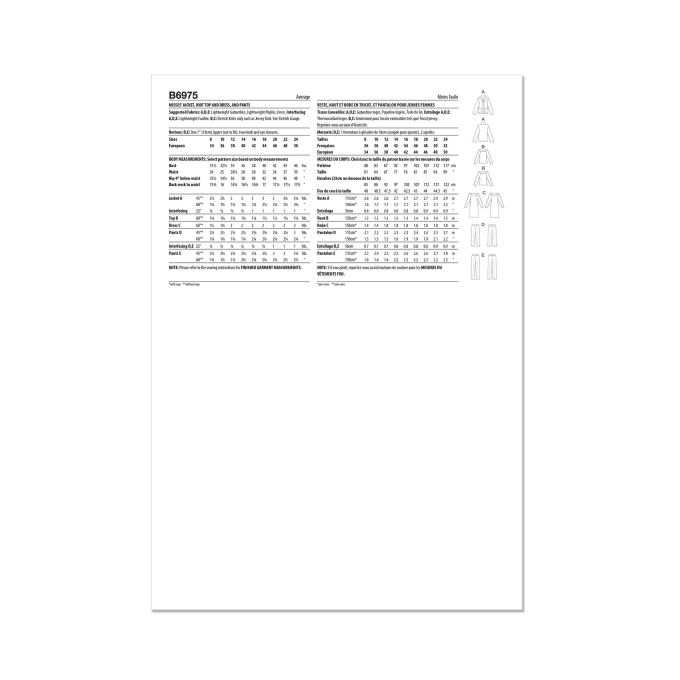 Naaipatroon Butterick 6975 combinatie, maat 34-42, Dui/En/Fr