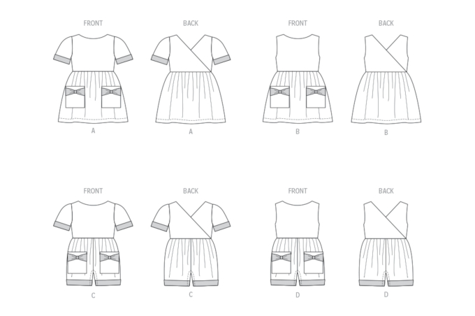 Patron Butterick 6987 robe / barboteuse enfants, version papier, taille 1/2-4 ans, en français