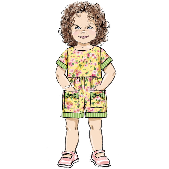 Patron Butterick 6987 robe / barboteuse enfants, version papier, taille 1/2-4 ans, en français