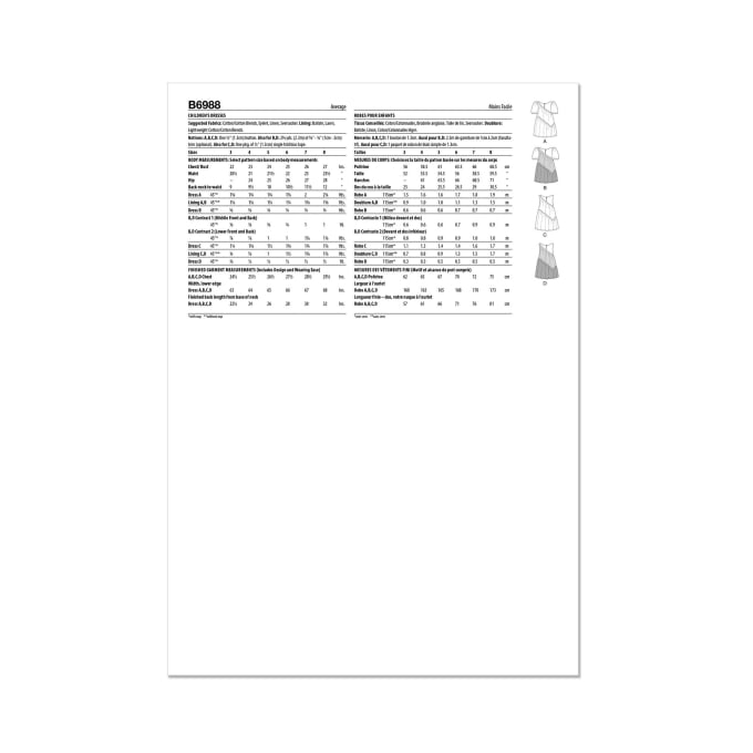 Naaipatroon Butterick 6988 kinderjurk, maat 3-8, Dui/En/Fr