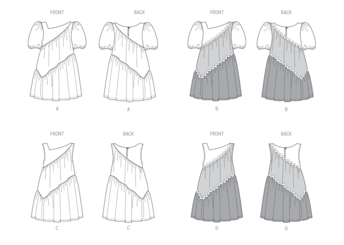 Naaipatroon Butterick 6988 kinderjurk, maat 3-8, Dui/En/Fr
