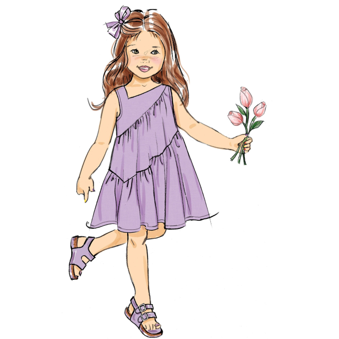 Naaipatroon Butterick 6988 kinderjurk, maat 3-8, Dui/En/Fr