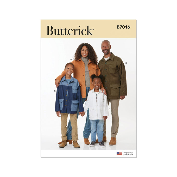 Patron Butterick 7016 veste pour toute la famille, version papier, taille XS-XL, en français