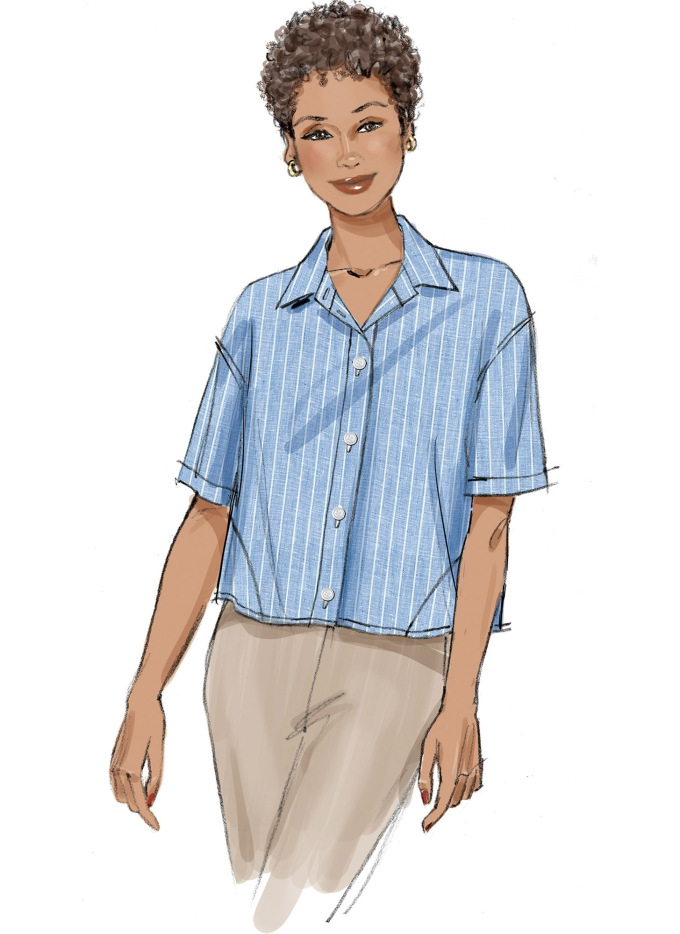 Naaipatroon Butterick Dames blouse 7011, maat 42-50, Dui/En/Fr