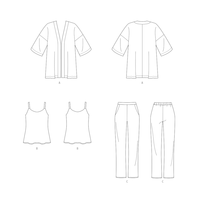Naaipatroon Butterick Dames Jas, Top & Broek 7001, maat 42-50, Dui/En/Fr