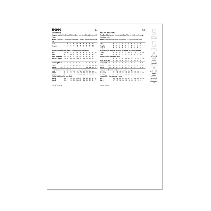 Naaipatroon Butterick Dames Jurk 6993, maat 44-52, Dui/En/Fr