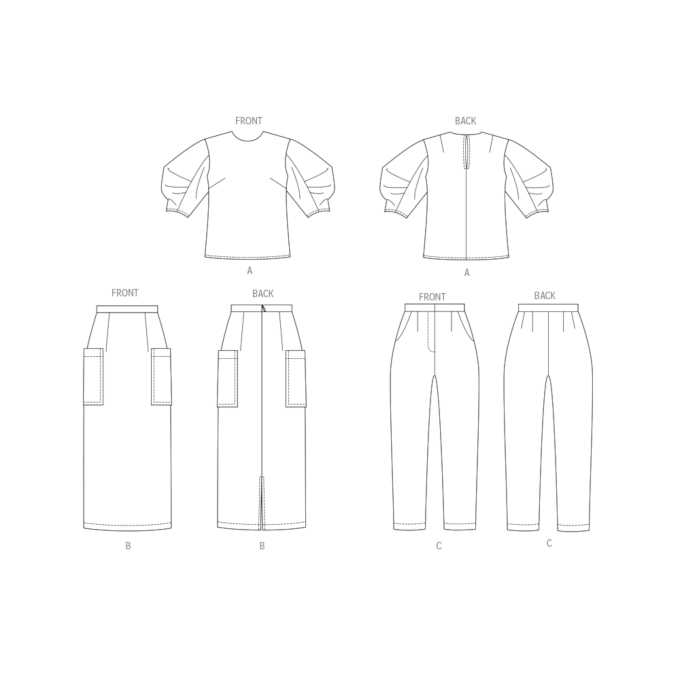 Naaipatroon Butterick Dames Top, Rok & Broek 7002, maat 36-44, Dui/En/Fr