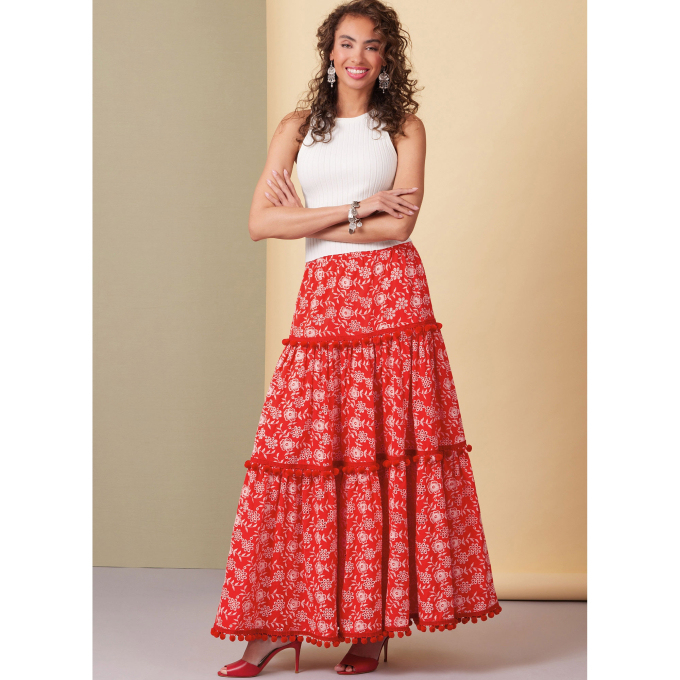 Patron Butterick 6999 jupe à volants femme, version papier, taille 34-42, en français
