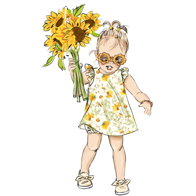 Patron Butterick 7003 robe tablier/culotte enfant, version papier, taille 1/2–4ans, en français