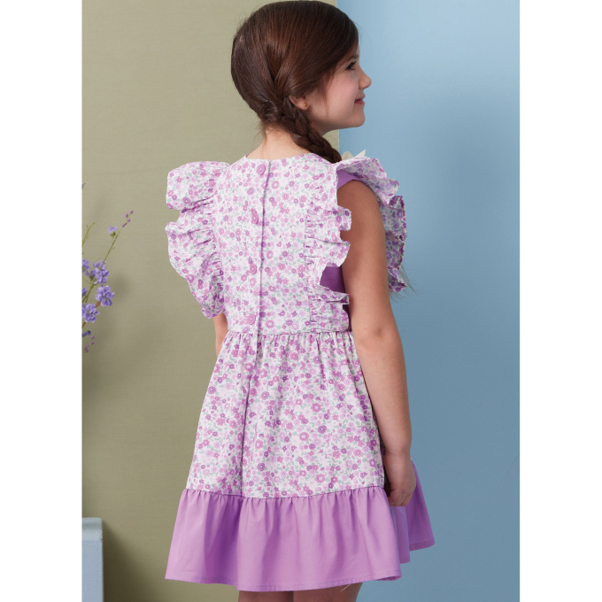 Patron Butterick 7004 robe tablier/culotte enfant, version papier, taille 3-8ans, en français