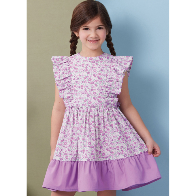 Patron Butterick 7004 robe tablier/culotte enfant, version papier, taille 3-8ans, en français