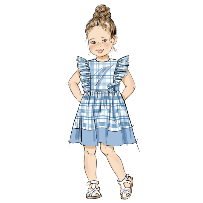 Patron Butterick 7004 robe tablier/culotte enfant, version papier, taille 3-8ans, en français