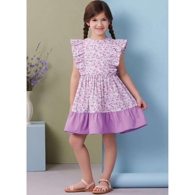 Patron Butterick 7004 robe tablier/culotte enfant, version papier, taille 3-8ans, en français