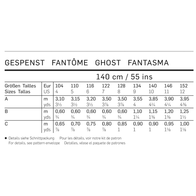 Naaipatroon Burda 2370, kinderkostuum: geesten, Dui/En/Fr