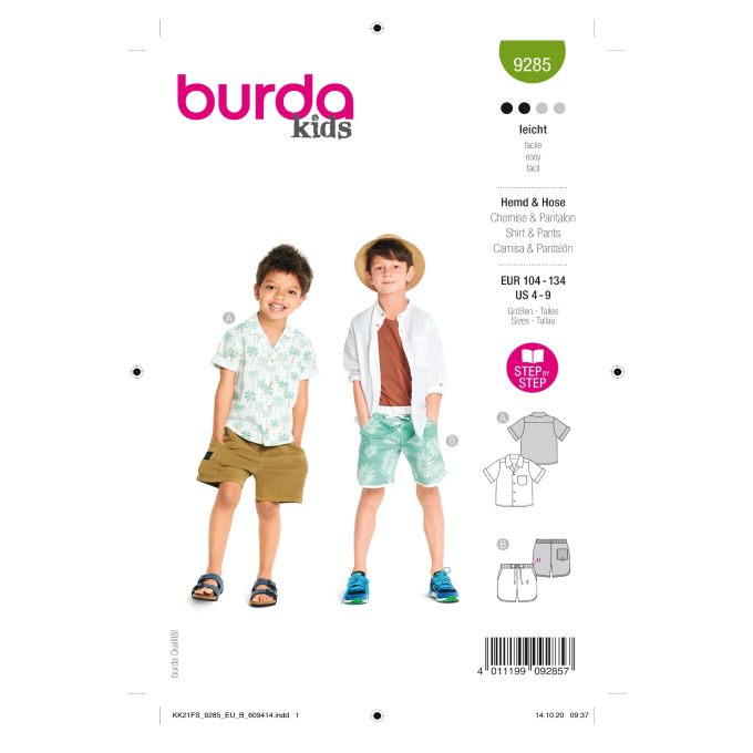 Schnittmuster Hemd und Hose, Burda 9285