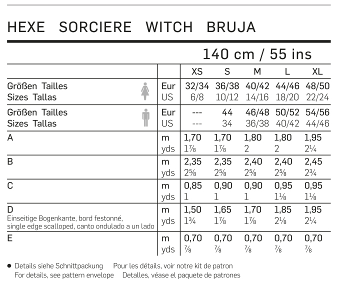 Patron Burda 2366 Sorcière, en français