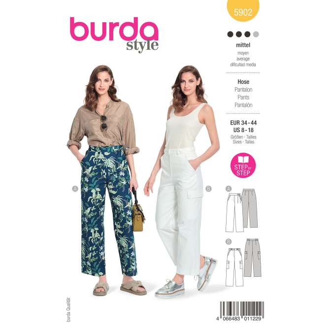 Naaipatroon broek, Burda 5902, Nl/Dui/En/Fr